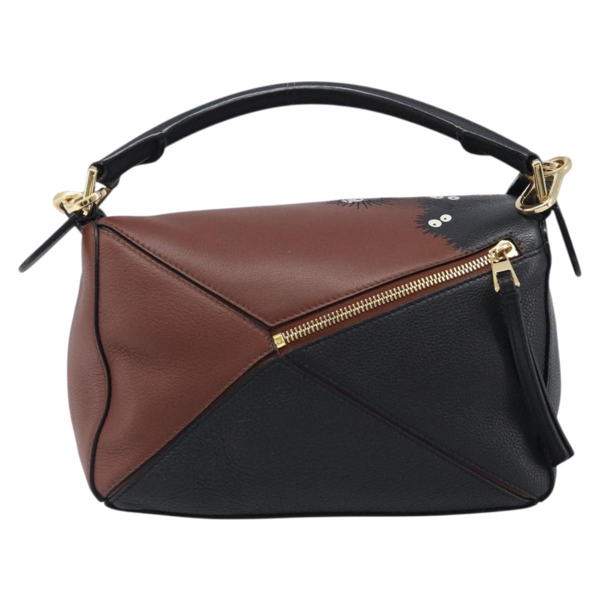 LOEWE Mini Puzzle Bag Ghibli Soot Sprites Leather 2way Brown Auth ki6844SM