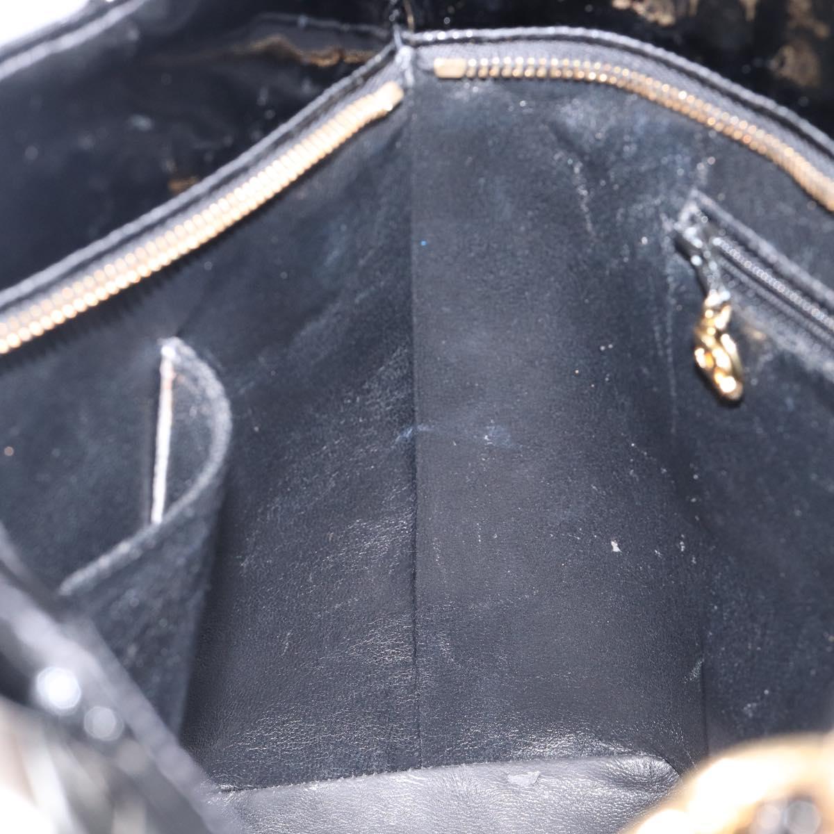 CHANEL COCO Mark Standard Tote Bag Patent Leather Black Gold CC Auth ki6845M