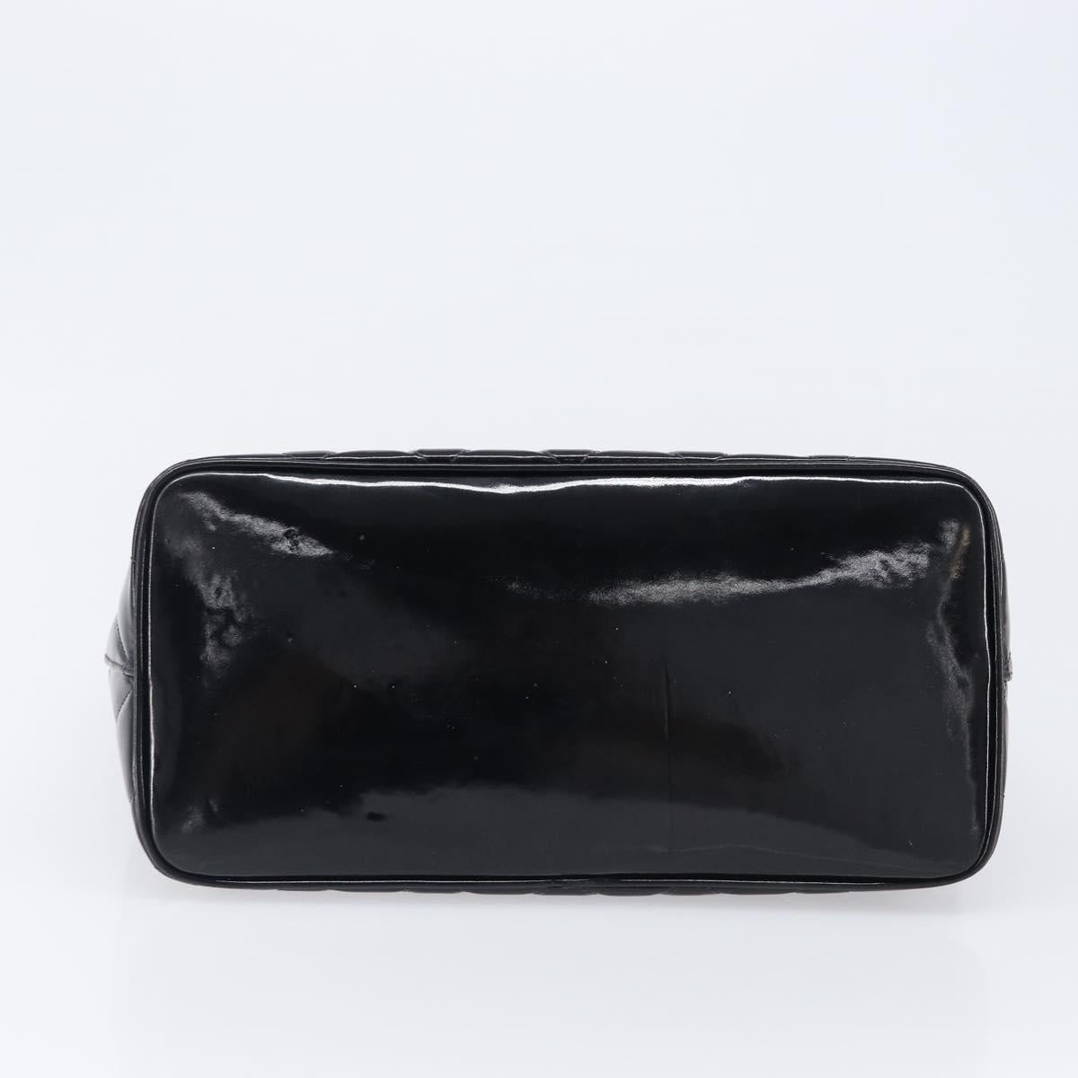 CHANEL COCO Mark Standard Tote Bag Patent Leather Black Gold CC Auth ki6845M