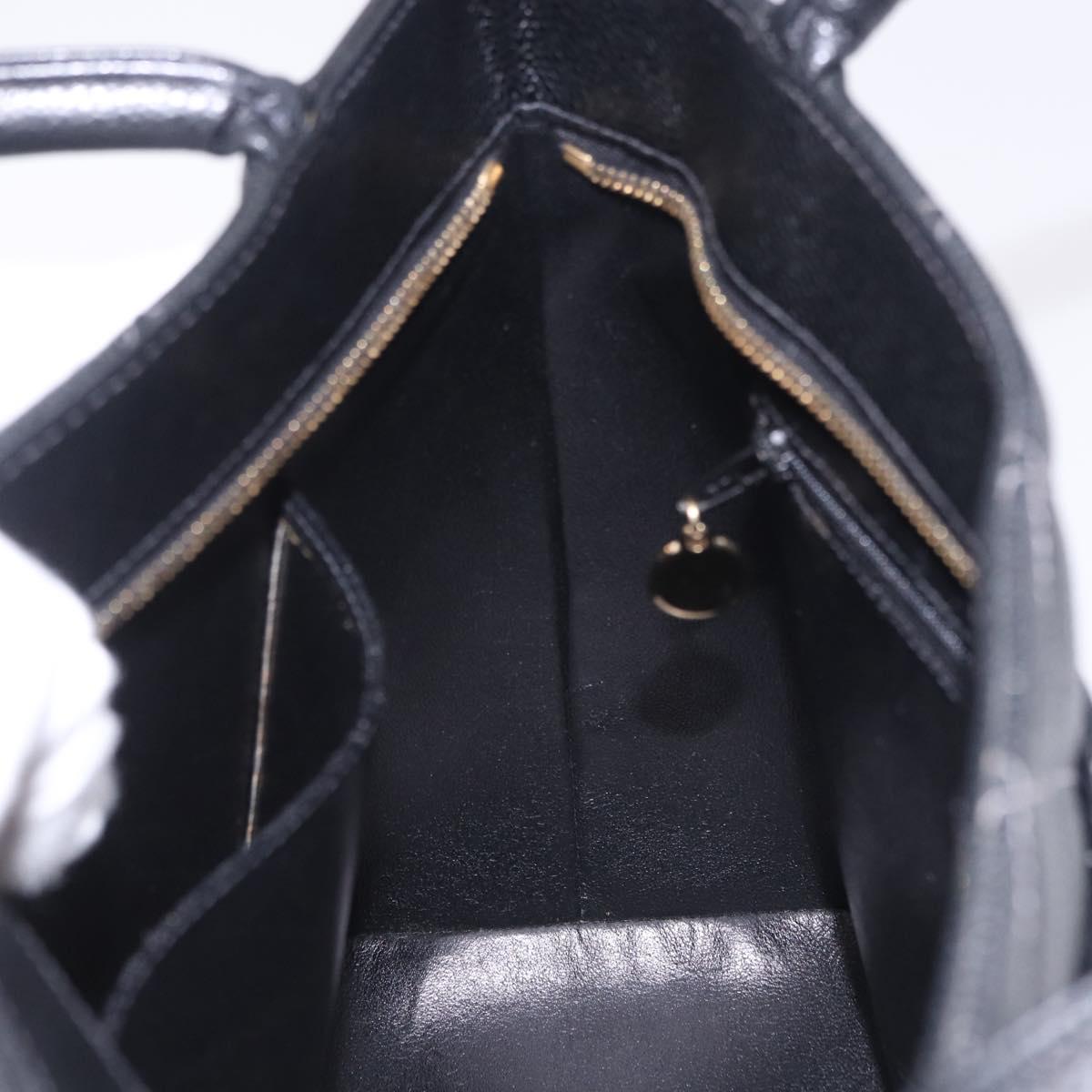 CHANEL COCO Mark Standard Tote Bag Caviar Skin Black Gold CC Auth ki6846M