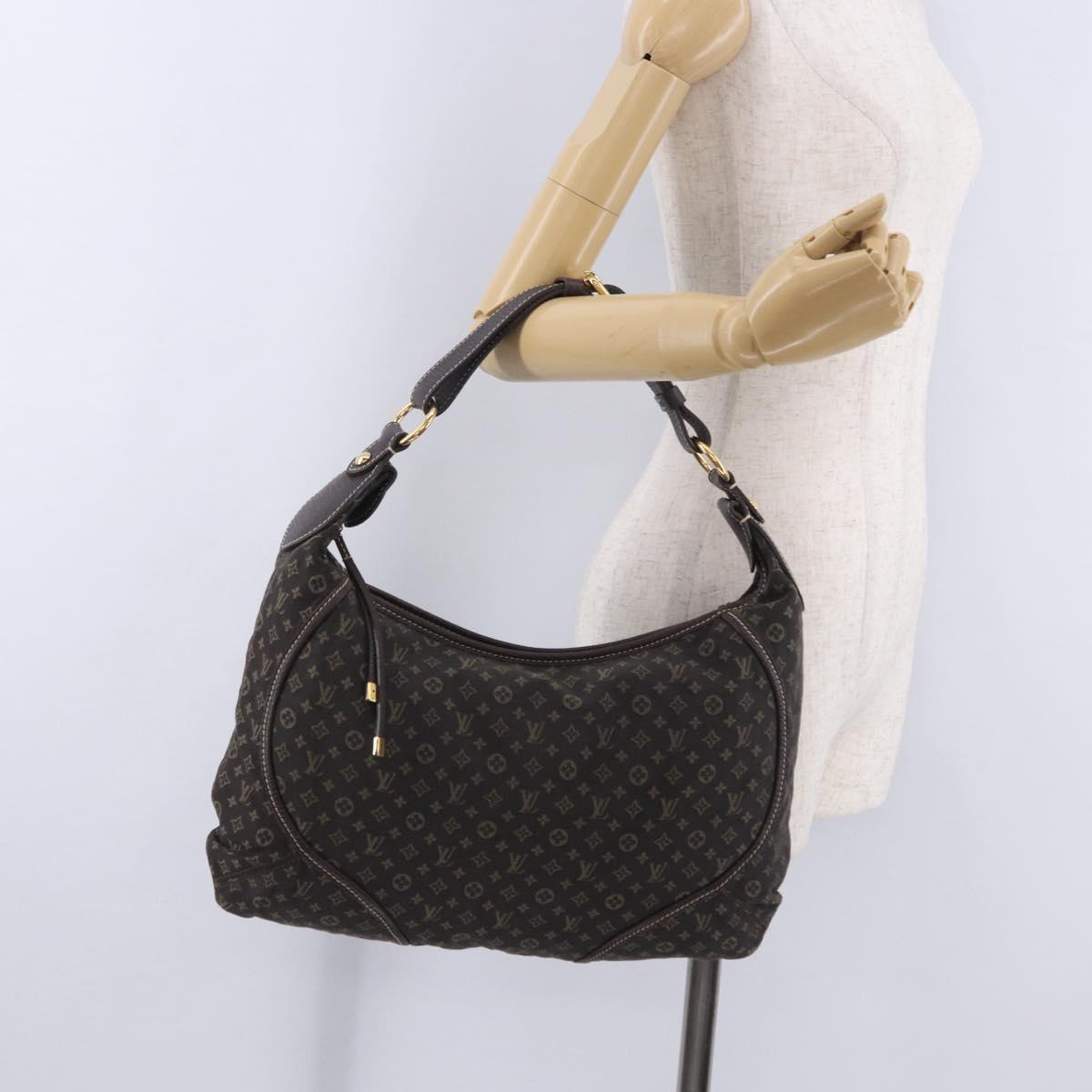 LOUIS VUITTON Monogram Mini Lin Manon MM Bag Brown Ebene M95619 LV Auth ki6848V