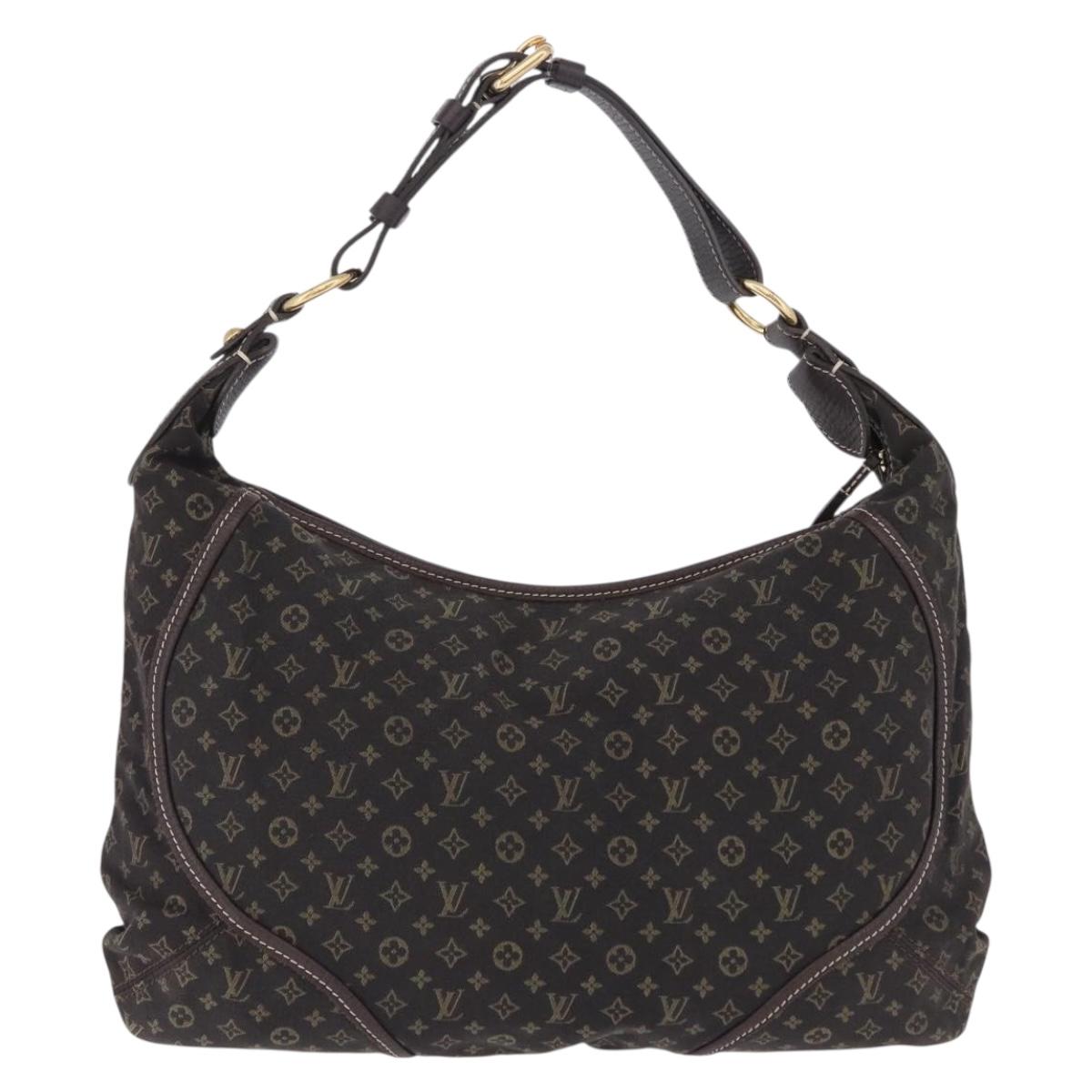LOUIS VUITTON Monogram Mini Lin Manon MM Bag Brown Ebene M95619 LV Auth ki6848V