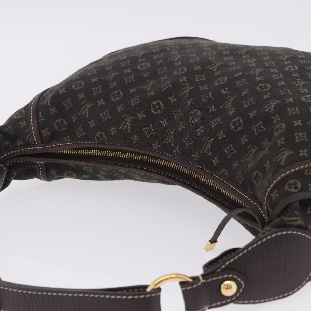 LOUIS VUITTON Monogram Mini Lin Manon MM Bag Brown Ebene M95619 LV Auth ki6848V