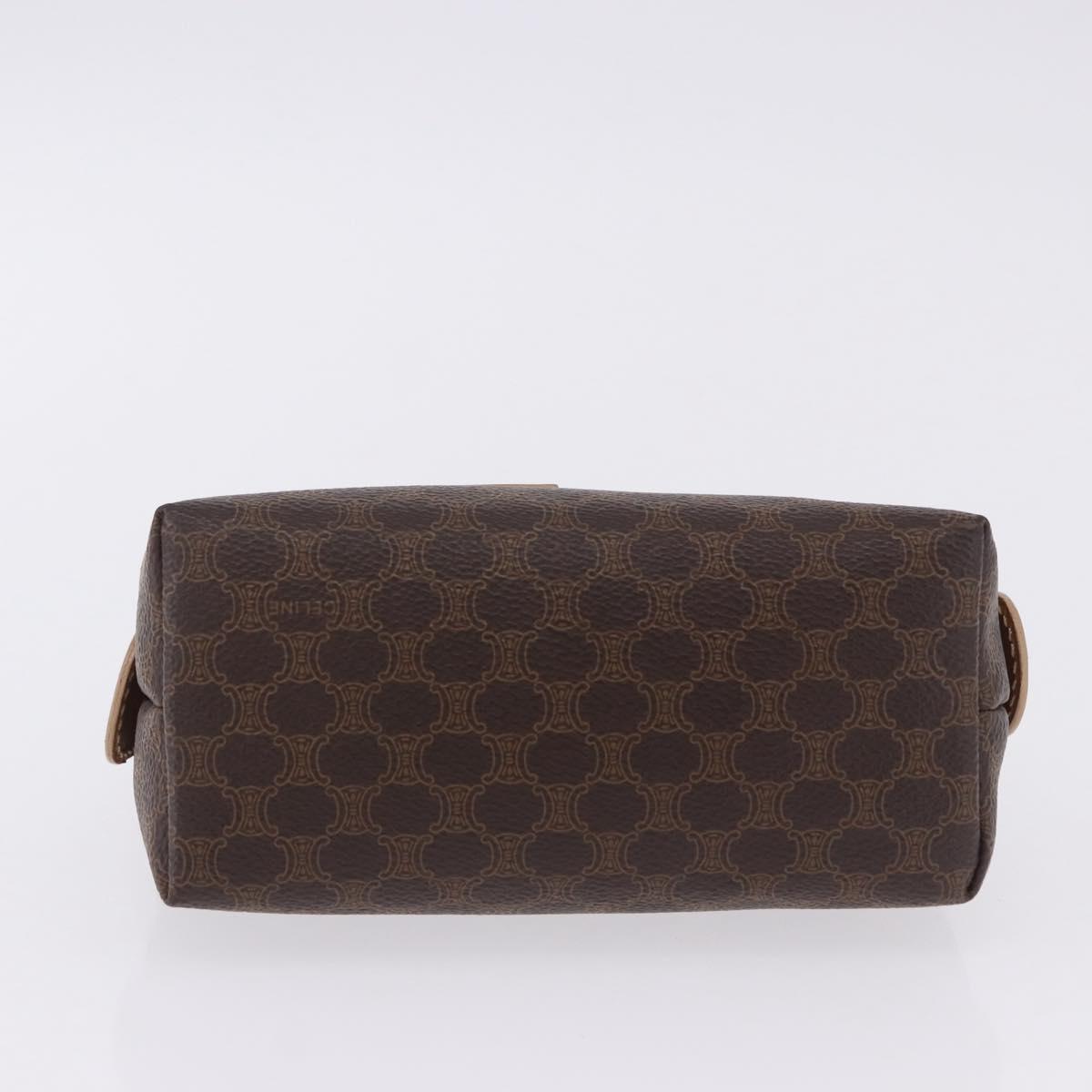 CELINE Macadam Canvas Pouch PVC Leather Brown Gold Auth ki6850