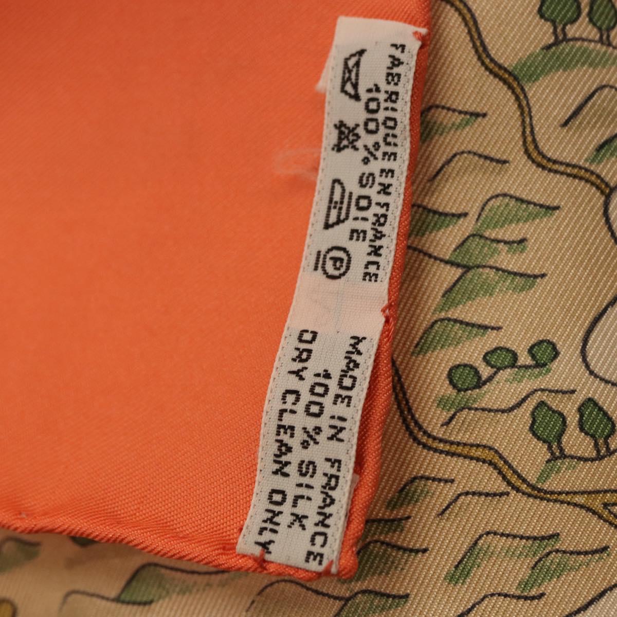 HERMES Carre 90 Scarf Silk ""VOILES DE LUMIERE"" Orange Auth ki6854