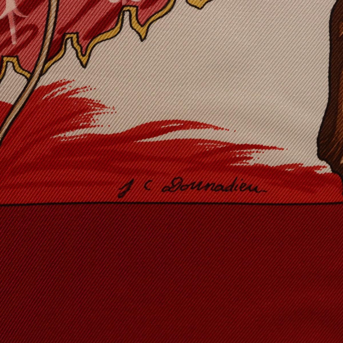 HERMES Carre 90 Scarf Silk ""TURQVERIES EN L'HONNEUR DE MHT"" Red Auth ki6858