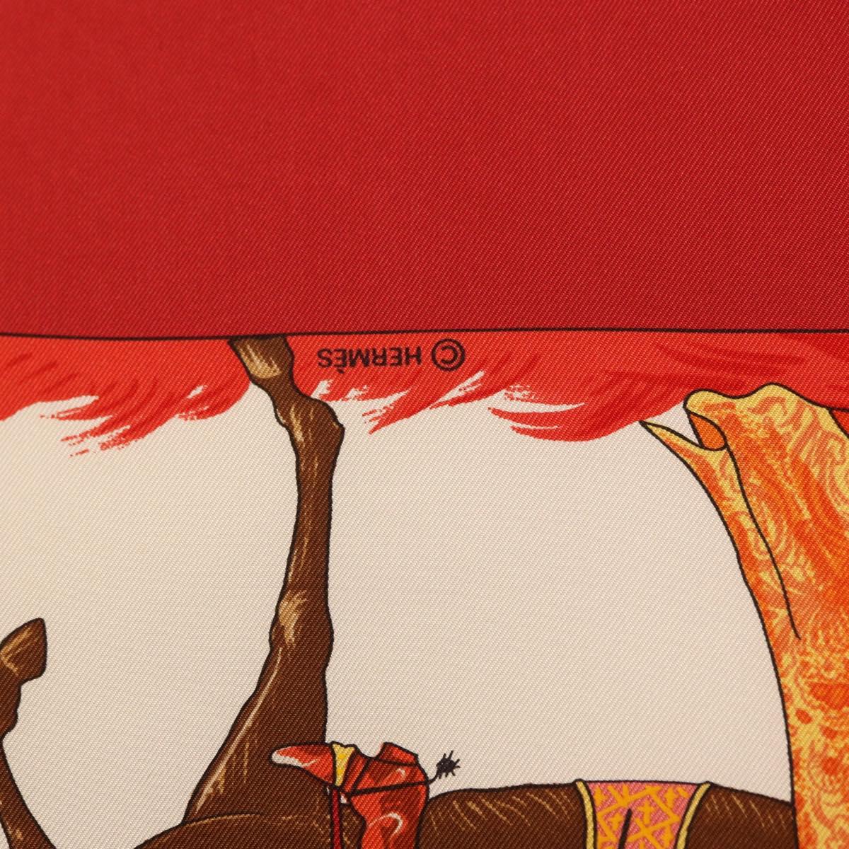 HERMES Carre 90 Scarf Silk ""TURQVERIES EN L'HONNEUR DE MHT"" Red Auth ki6858