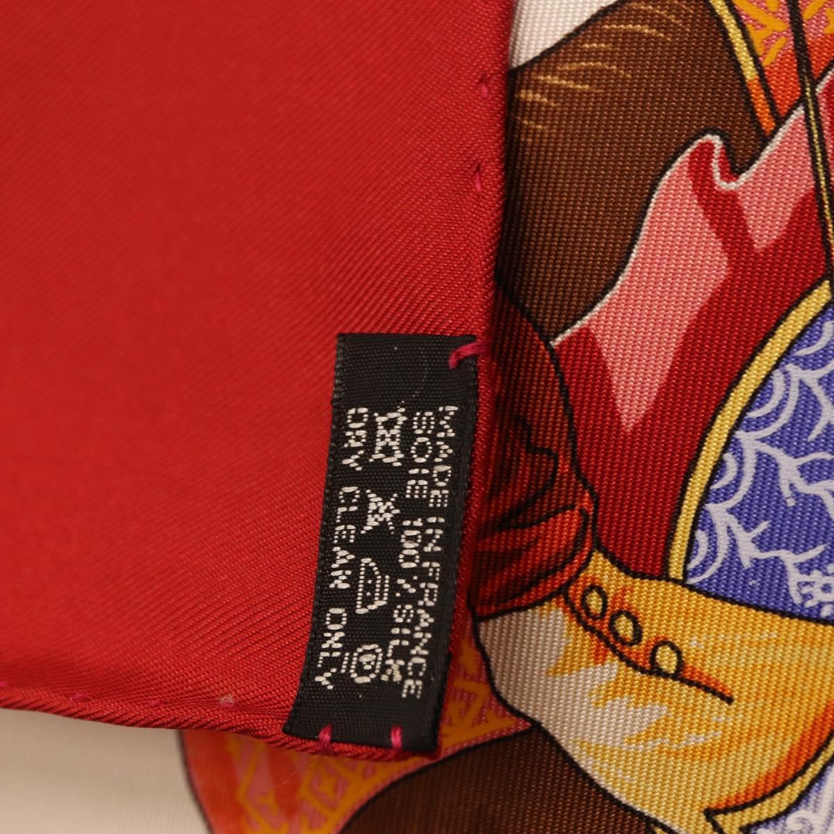 HERMES Carre 90 Scarf Silk ""TURQVERIES EN L'HONNEUR DE MHT"" Red Auth ki6858