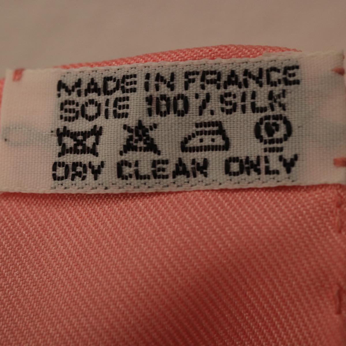 HERMES Carre 90 Scarf Silk ""vive le vent"" Pink Auth ki6861