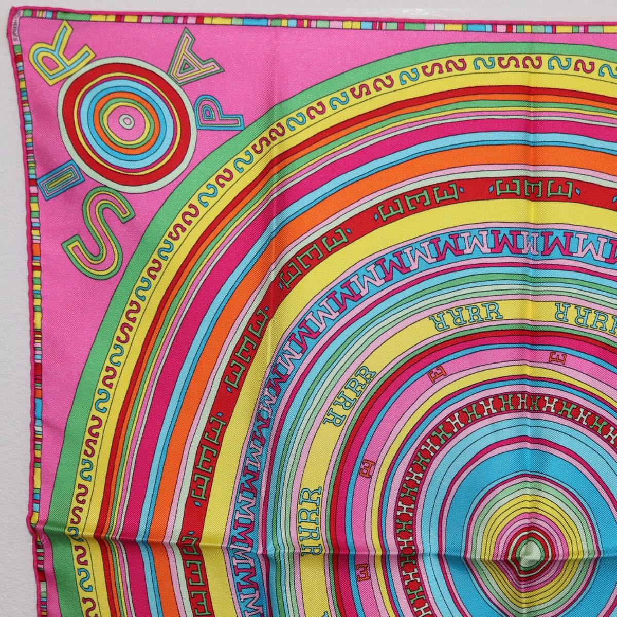HERMES Carre 45 Scarf Silk Pink Multicolor Auth ki6862M