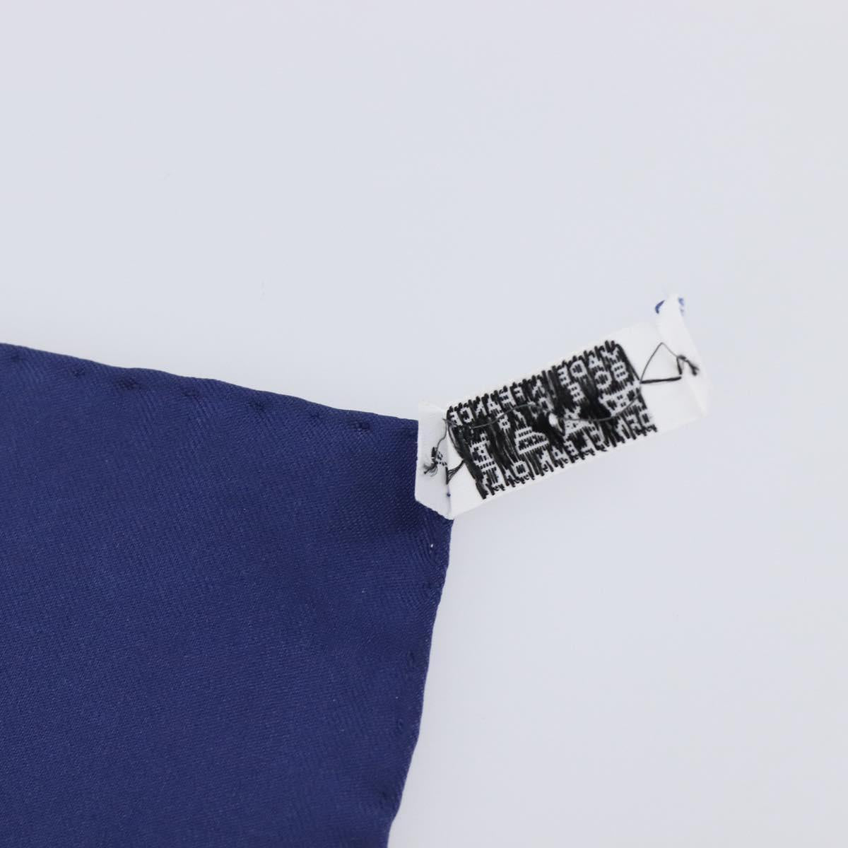 HERMES Carre 90 Scarf Silk Blue White ""CAVALCADOUR"" Auth ki6864M