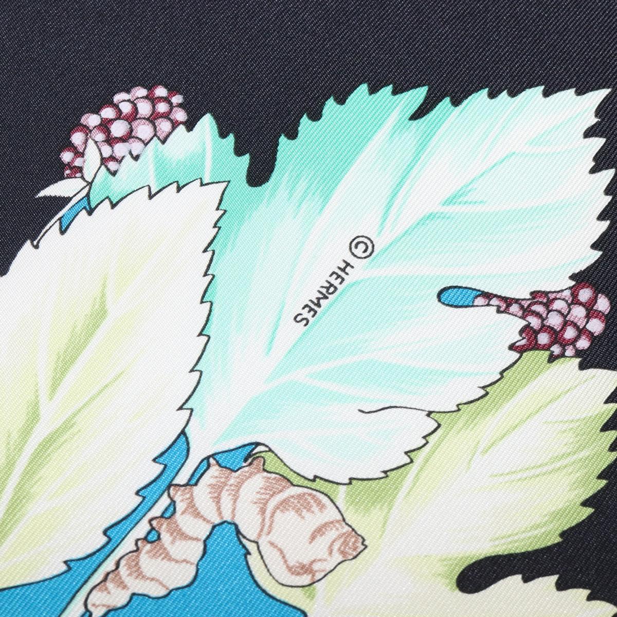 HERMES Carre 90 Scarf Silk Black Blue ""L'ARBRE de SOIE"" Auth ki6867M