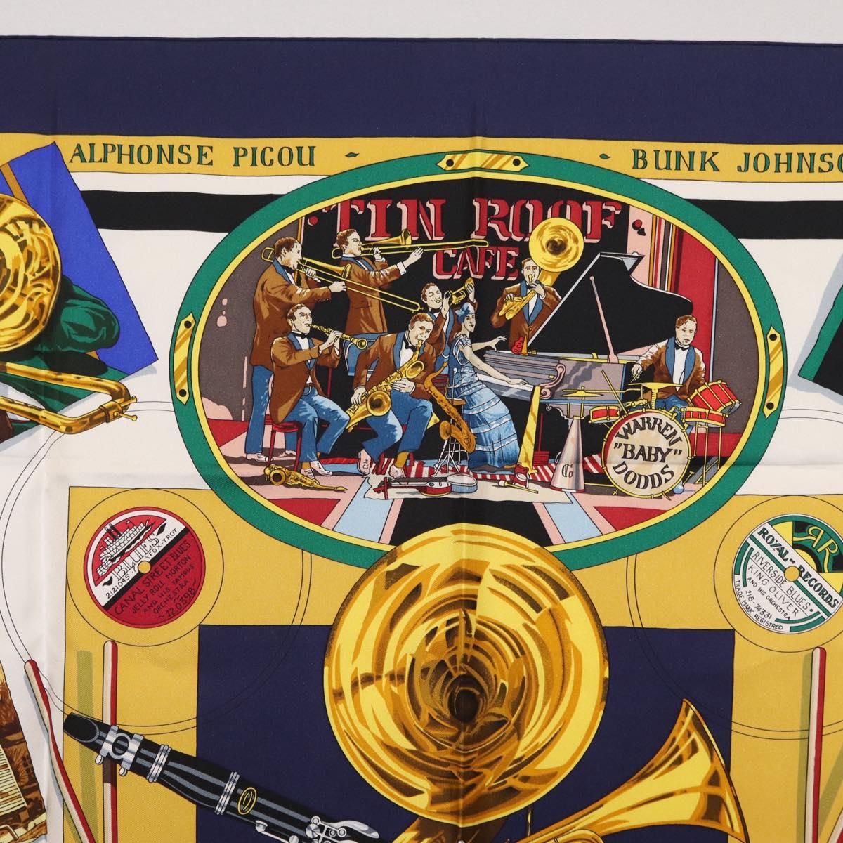 HERMES Carre 90 Scarf ""THE ORIGINAL NEWOREANS CREOLE JAZZ 1923"" Auth ki6870M