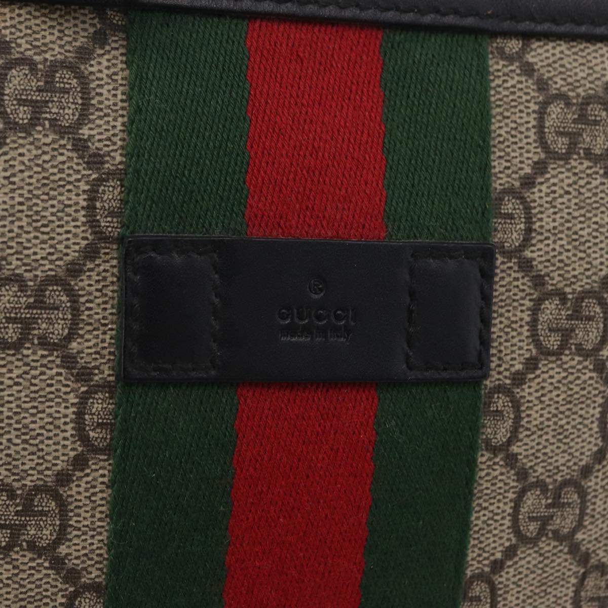 GUCCI GG Supreme Web Sherry Line Shoulder Bag PVC Beige 471454 Auth ki6878A