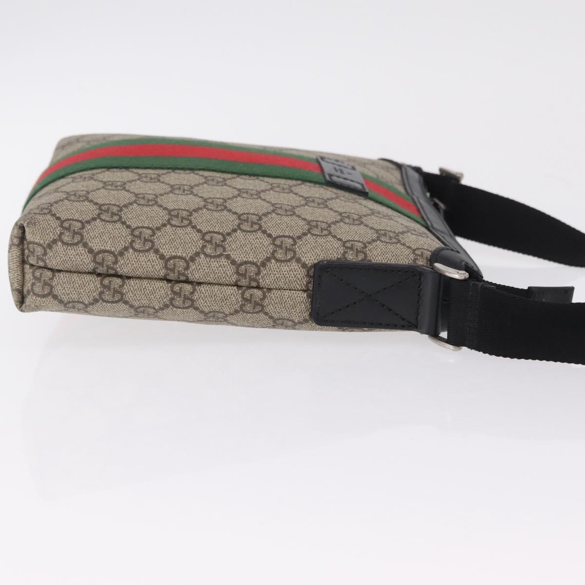 GUCCI GG Supreme Web Sherry Line Shoulder Bag PVC Beige 471454 Auth ki6878A