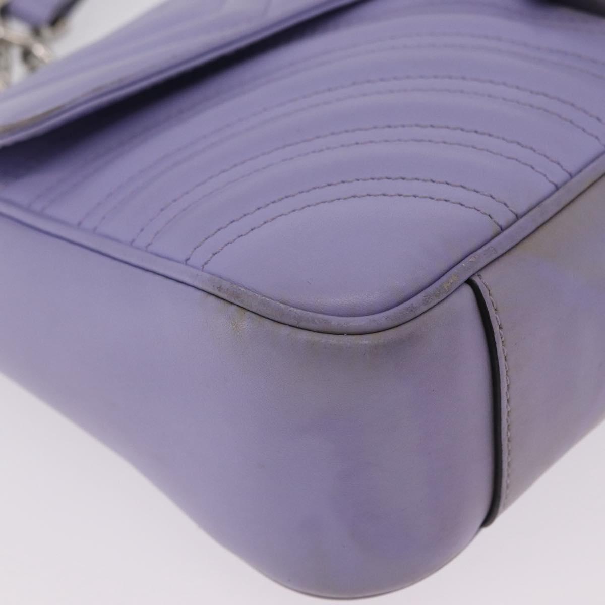 GUCCI GG Marmont Chain Shoulder Bag Leather Purple Silver 443497 Auth ki6880