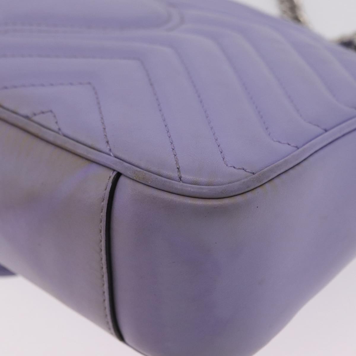 GUCCI GG Marmont Chain Shoulder Bag Leather Purple Silver 443497 Auth ki6880