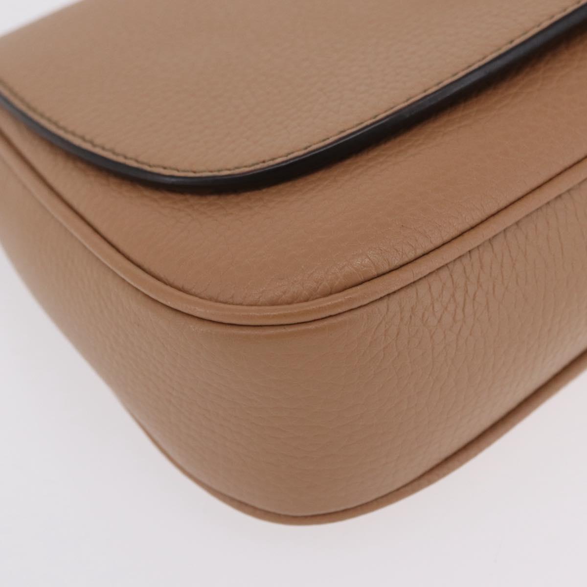 GUCCI Soho Interlocking Chain Shoulder Bag Leather Beige 536224 Auth ki6884V