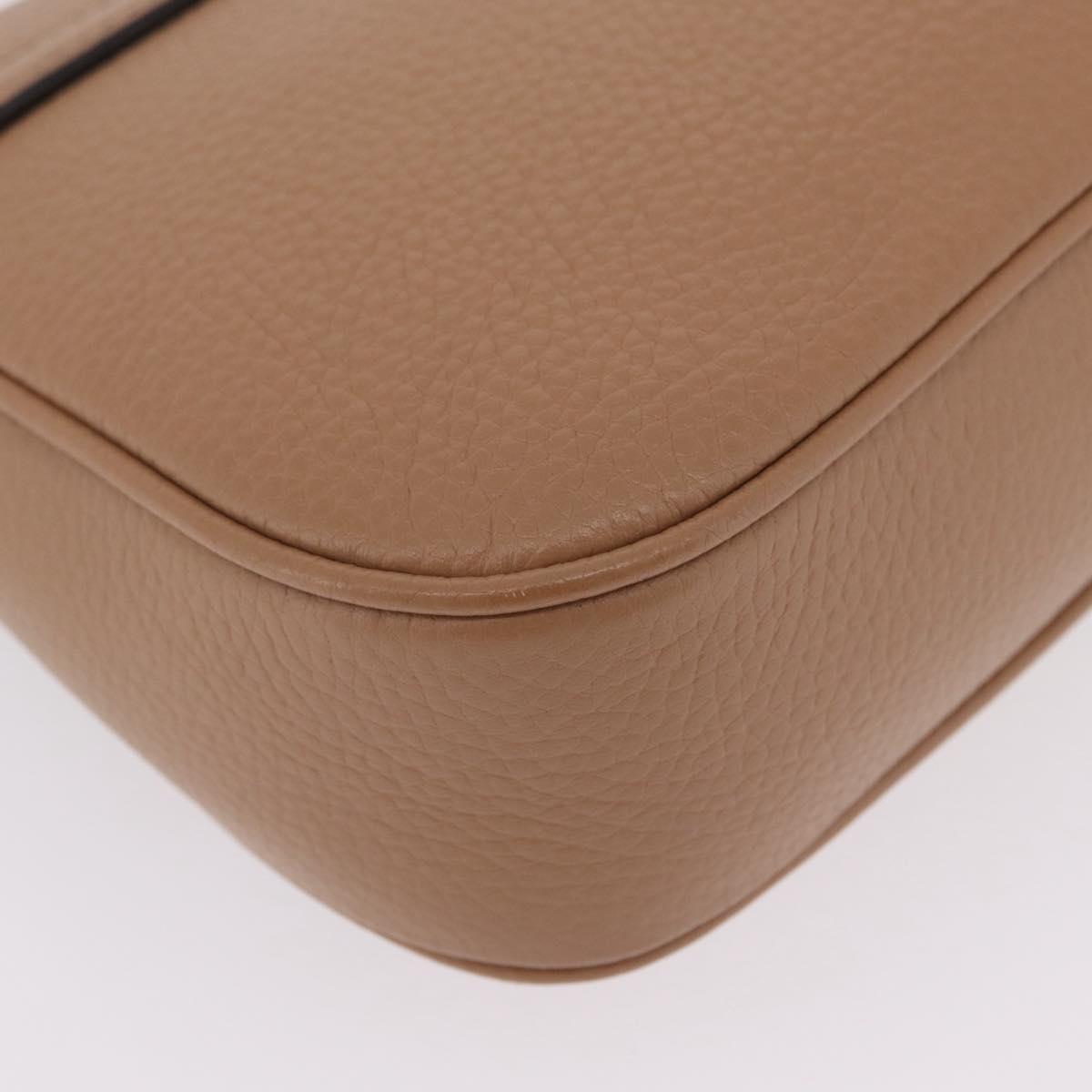 GUCCI Soho Interlocking Chain Shoulder Bag Leather Beige 536224 Auth ki6884V