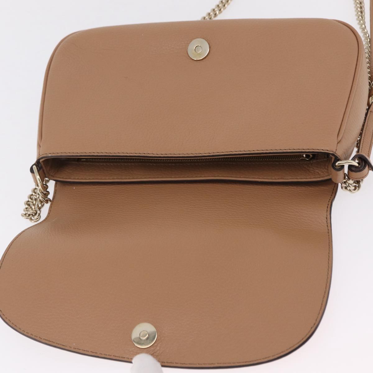 GUCCI Soho Interlocking Chain Shoulder Bag Leather Beige 536224 Auth ki6884V