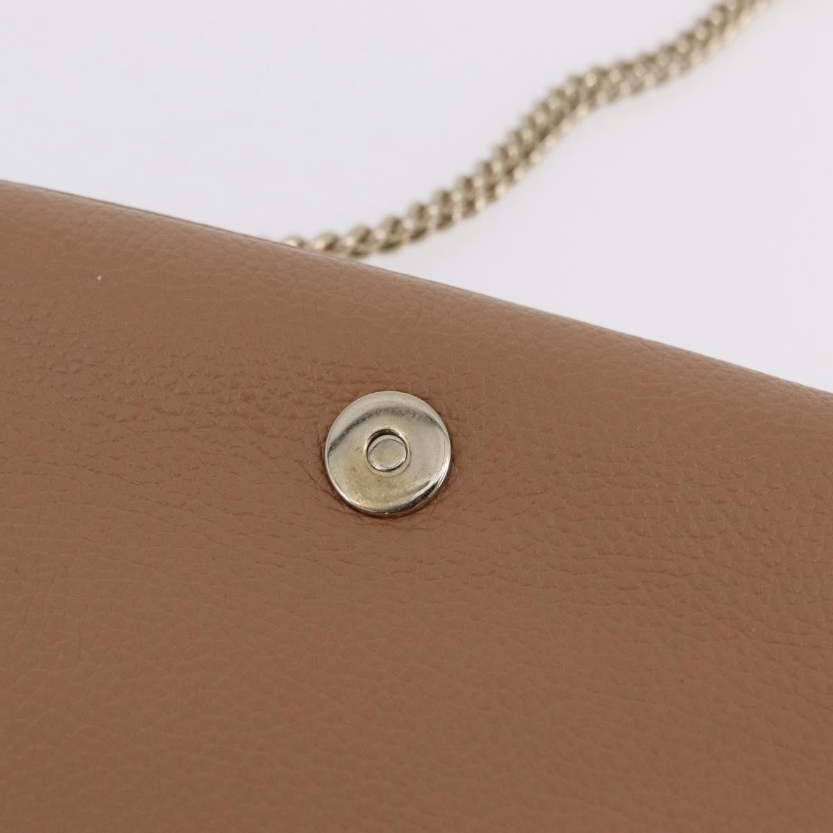 GUCCI Soho Interlocking Chain Shoulder Bag Leather Beige 536224 Auth ki6884V