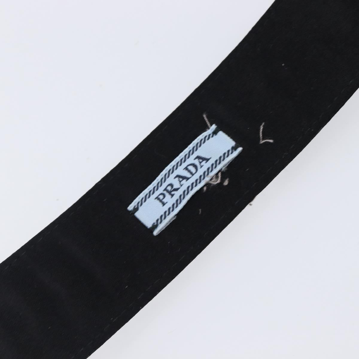 PRADA Bijoux Belt Satin 75/30 Black Silver Auth ki6885V