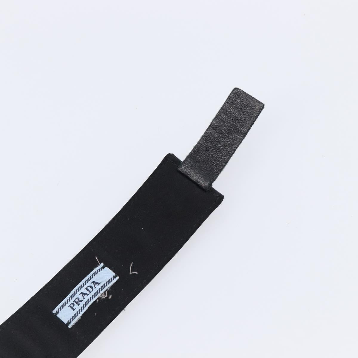 PRADA Bijoux Belt Satin 75/30 Black Silver Auth ki6885V