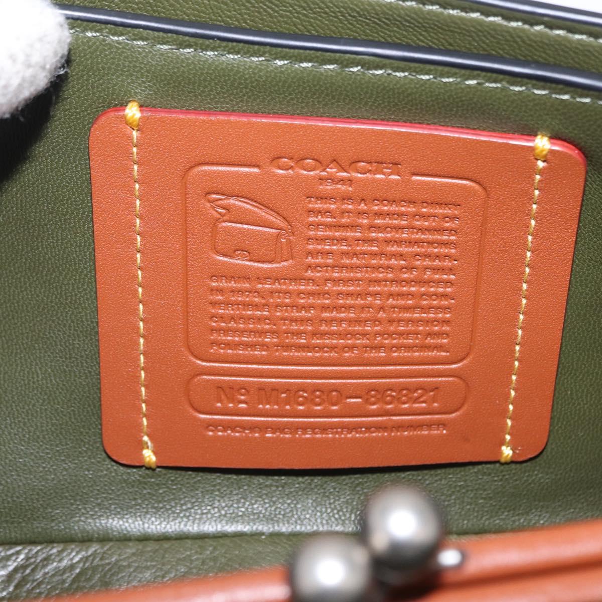 Coach Chain Shoulder Bag Suede Khaki Silver Auth ki6887A