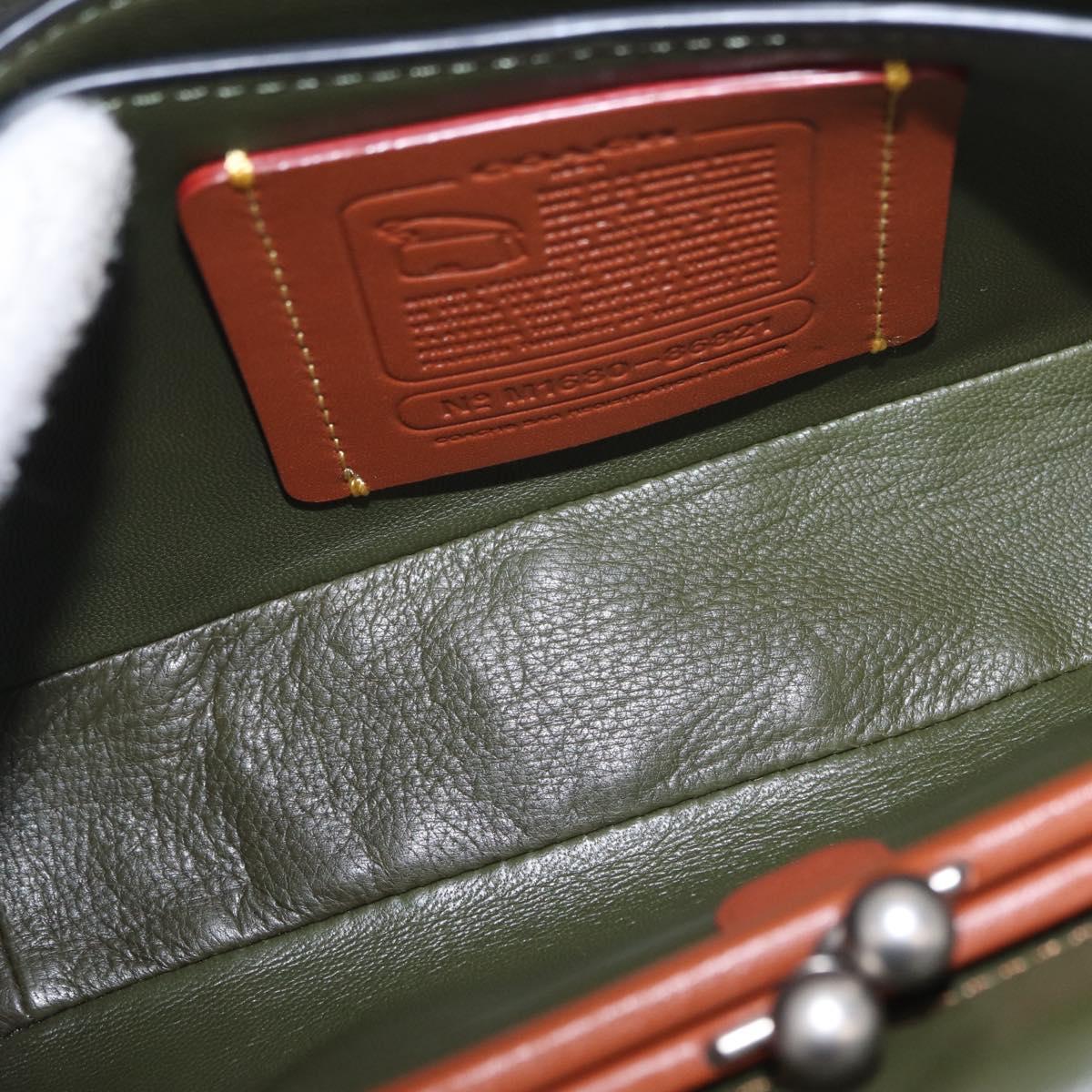 Coach Chain Shoulder Bag Suede Khaki Silver Auth ki6887A