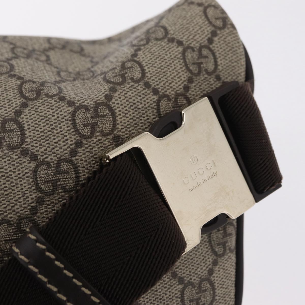 GUCCI GG Supreme Waist Bag PVC Leather Beige Gold Tone 233269 Auth ki6889V