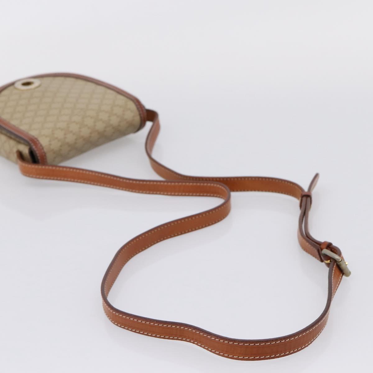 CELINE Macadam Circle Logo Shoulder Bag PVC Beige Gold Tone Auth ki6890