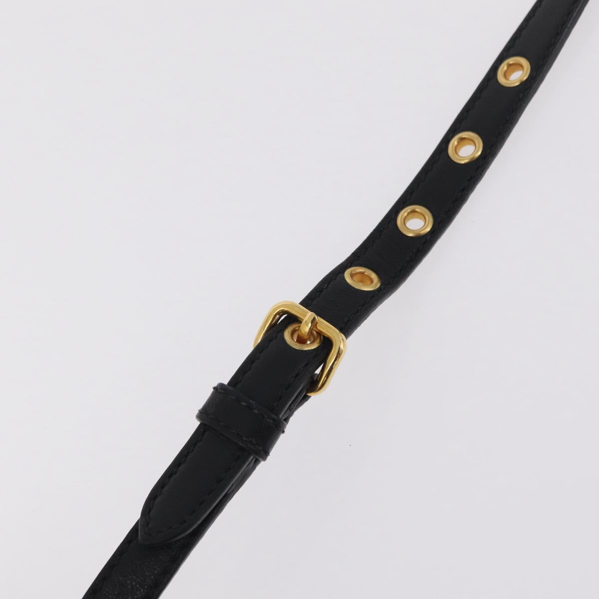 Miu Miu Matelasse Hand Bag Leather 2way Black Gold Tone Auth ki6891M