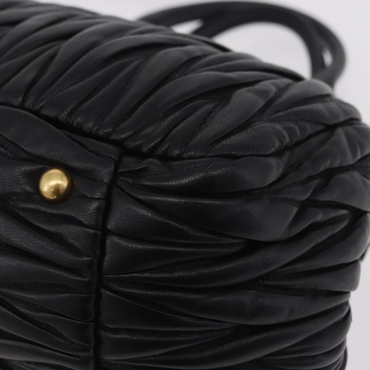 Miu Miu Matelasse Hand Bag Leather 2way Black Gold Tone Auth ki6891M