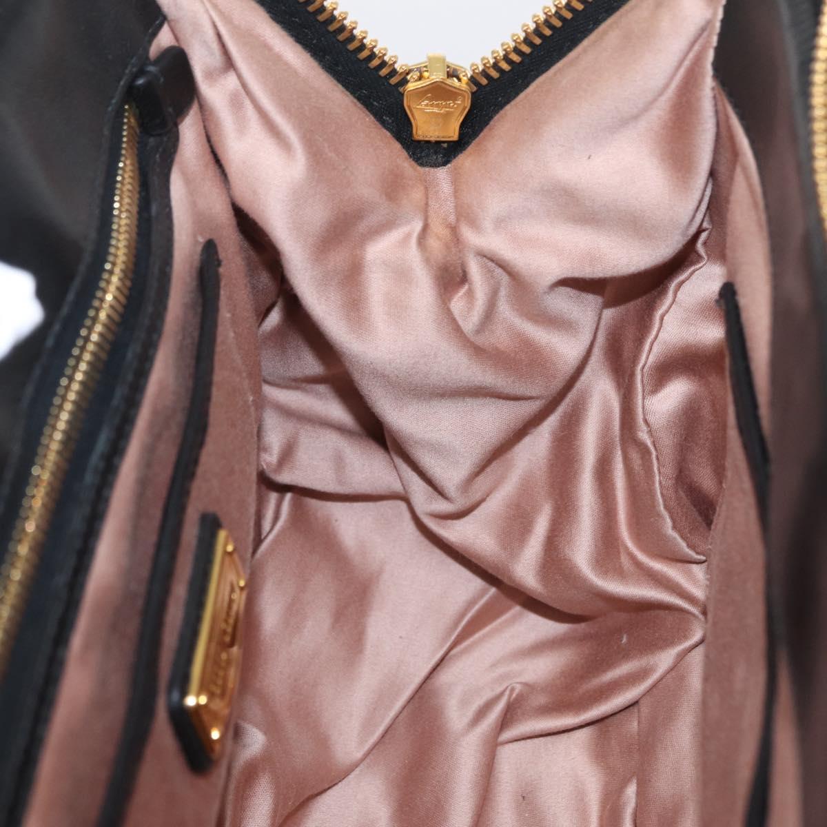 Miu Miu Matelasse Hand Bag Leather 2way Black Gold Tone Auth ki6891M