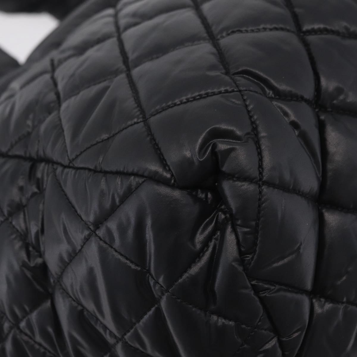 CHANEL Cococoon Boston Bag Nylon Black Silver CC Auth ki6893M