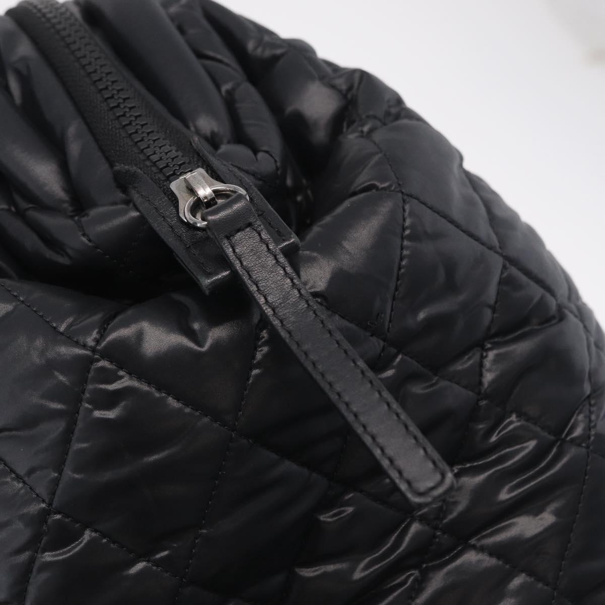 CHANEL Cococoon Boston Bag Nylon Black Silver CC Auth ki6893M