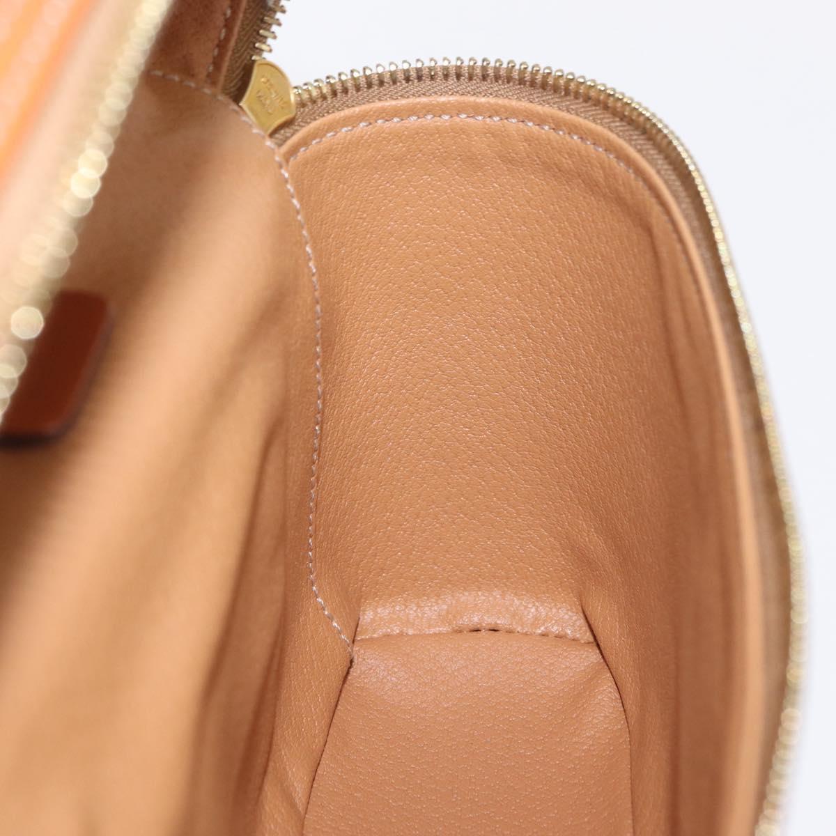 CELINE Macadam Vanity Cosmetic Pouch PVC Brown Gold Tone Auth ki6895M