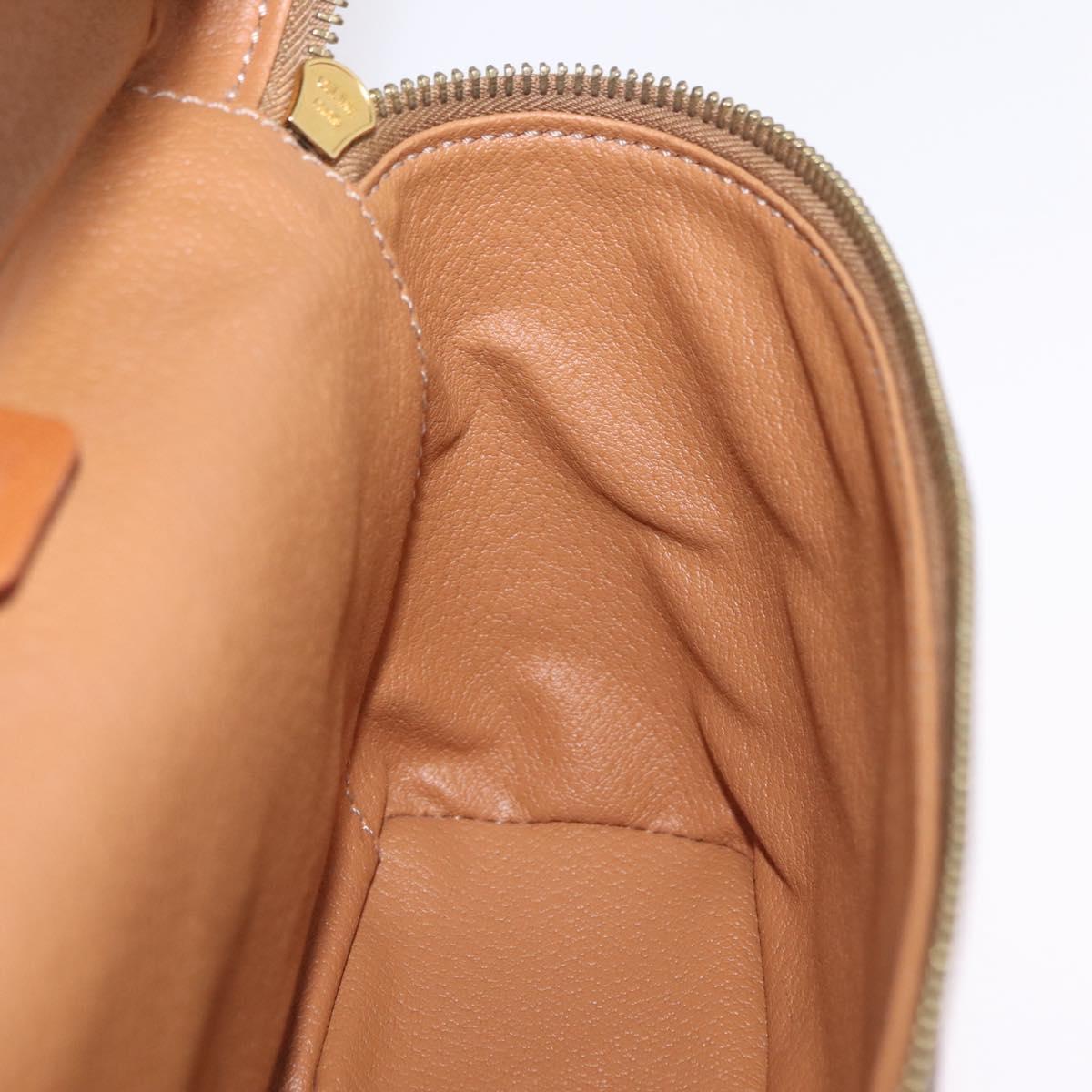 CELINE Macadam Vanity Cosmetic Pouch PVC Brown Gold Tone Auth ki6896M