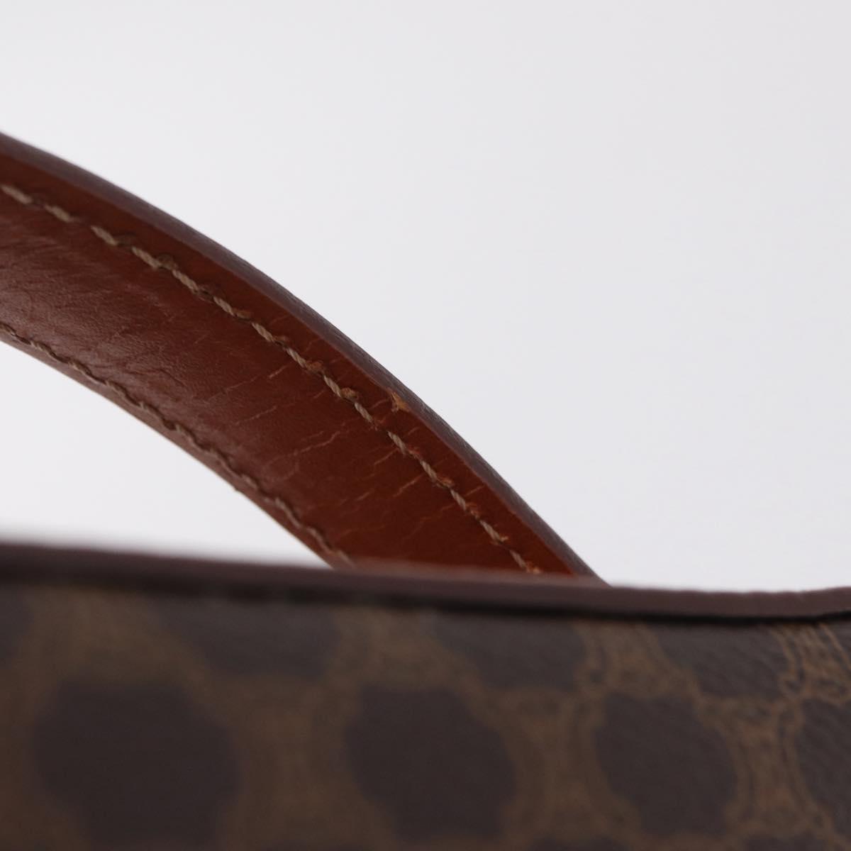 CELINE Macadam Vanity Cosmetic Pouch PVC Brown Gold Tone Auth ki6896M
