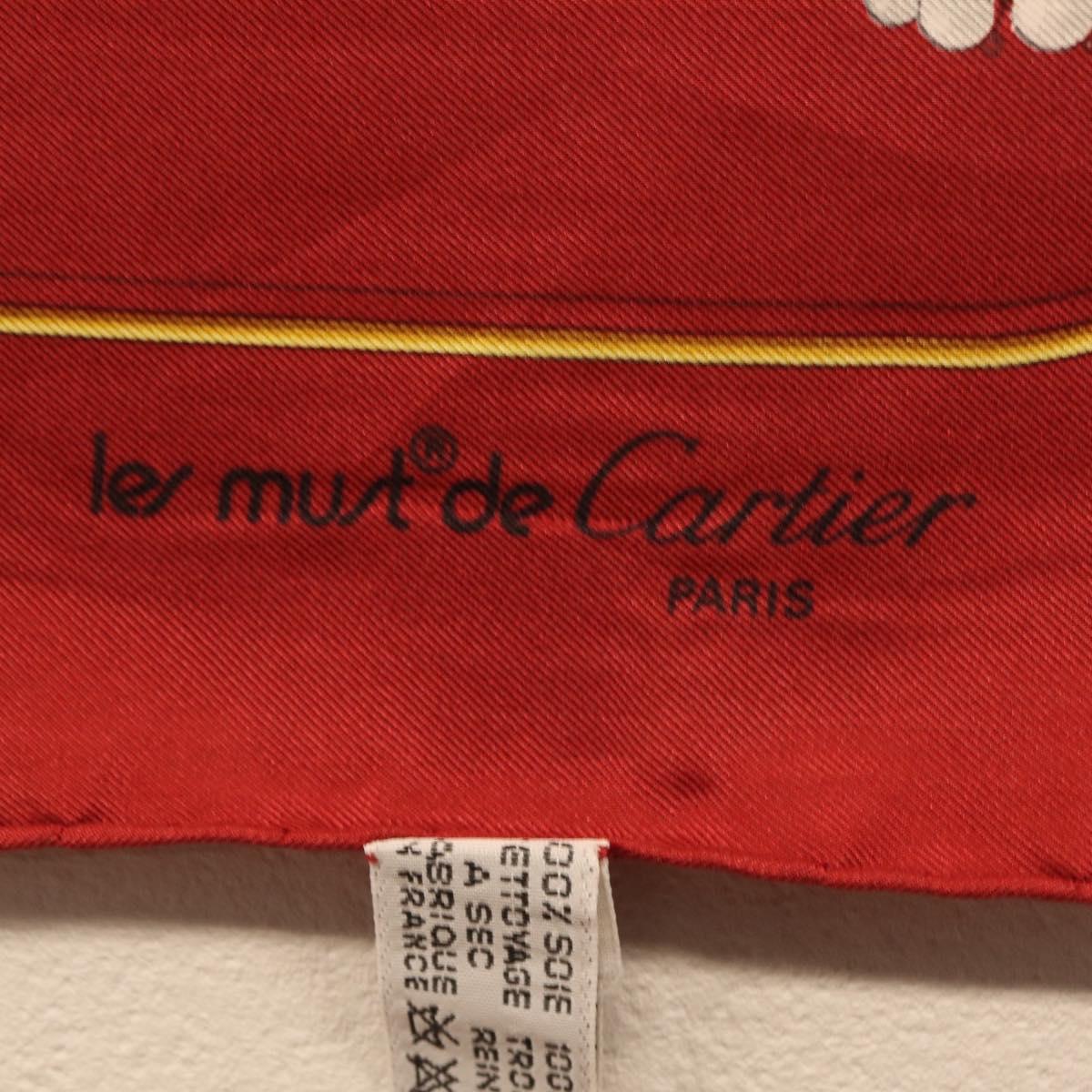 Cartier Scarf Silk Red Auth ki6903