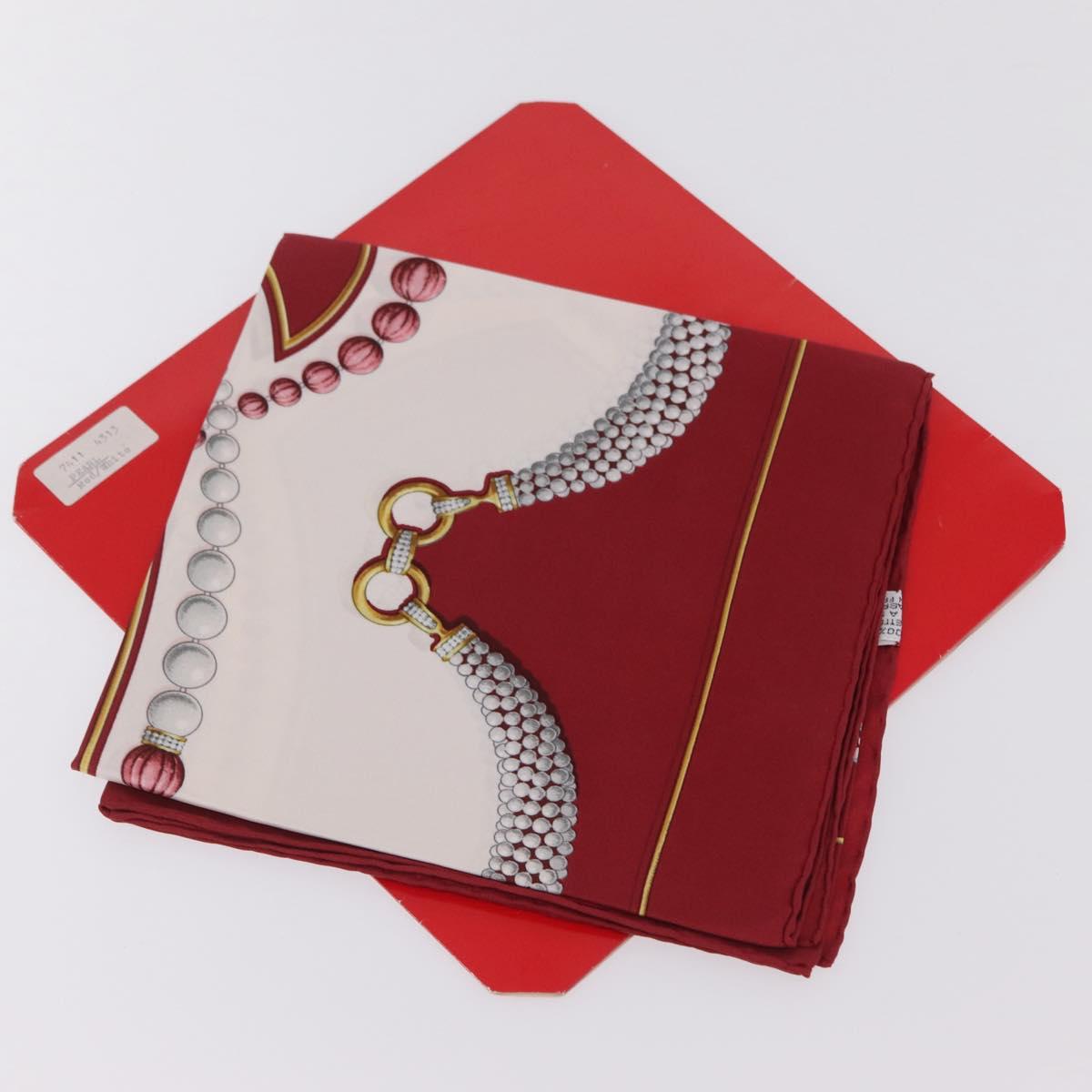 Cartier Scarf Silk Red Auth ki6903