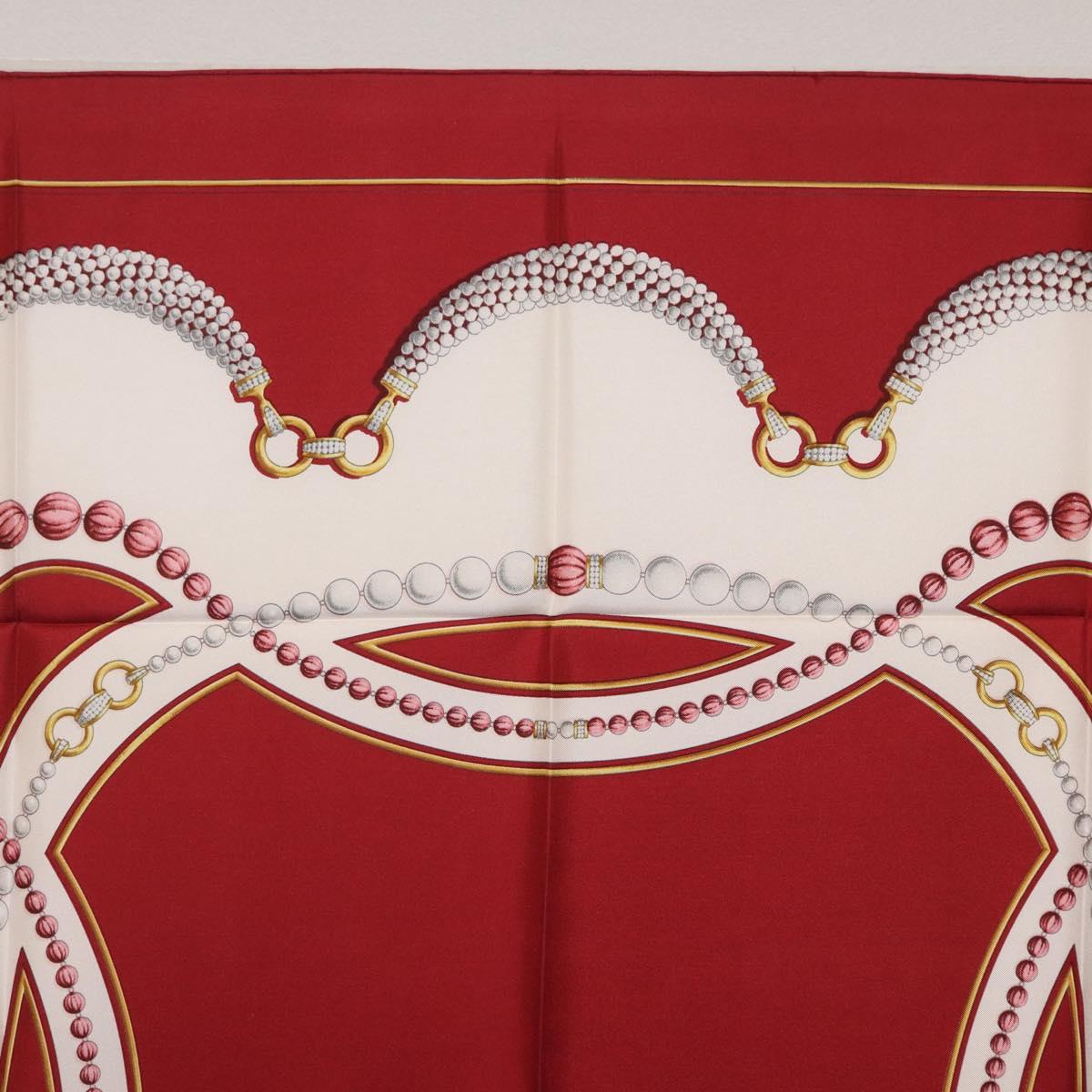 Cartier Scarf Silk Red Auth ki6903