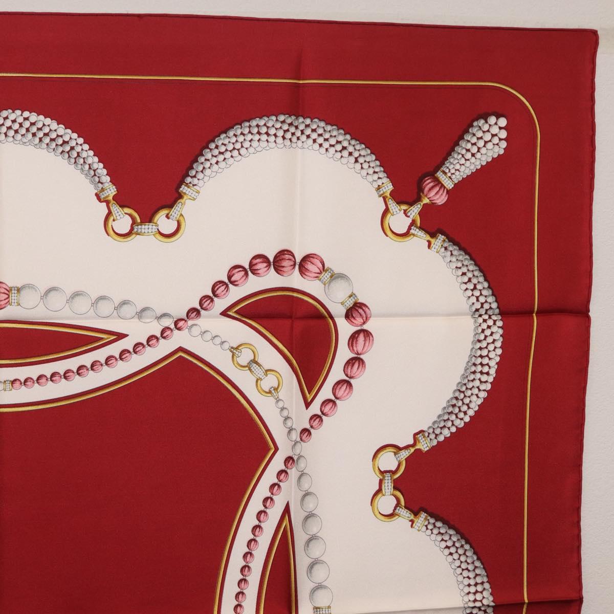 Cartier Scarf Silk Red Auth ki6903