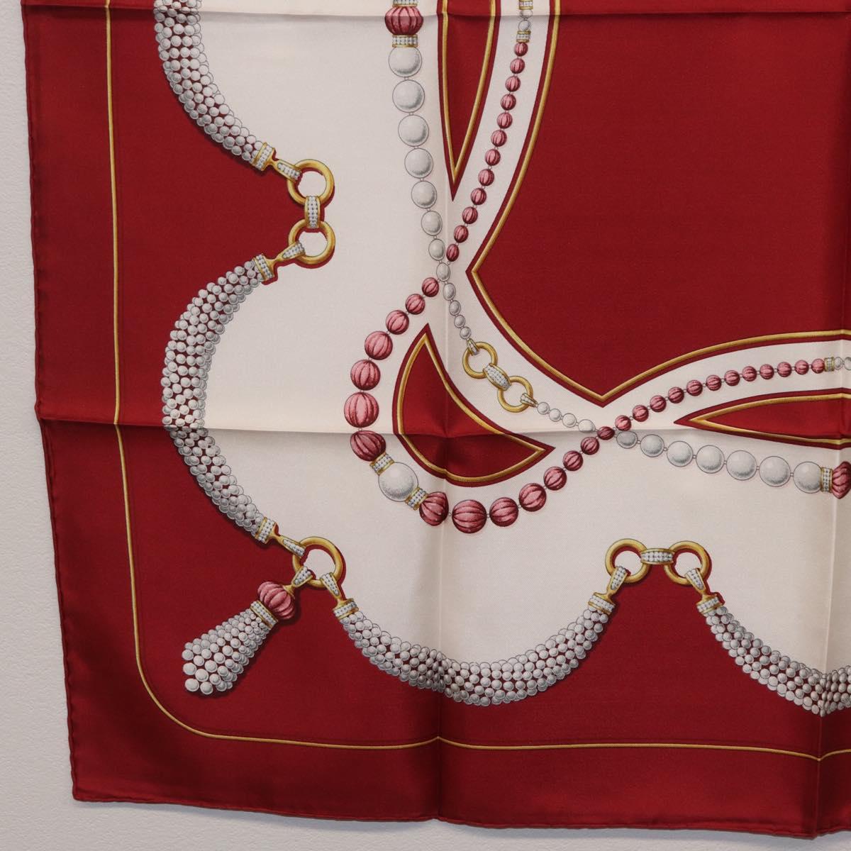 Cartier Scarf Silk Red Auth ki6903