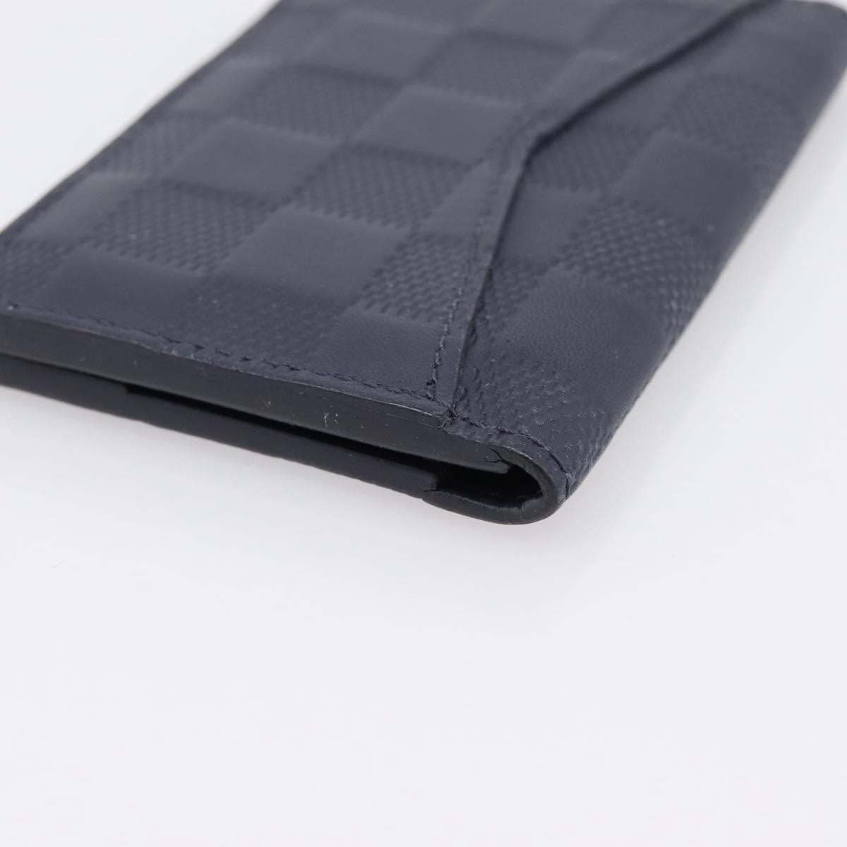 LOUIS VUITTON Damier Infini Organizer Dupoch Card Case Navy N60330 Auth ki6905M