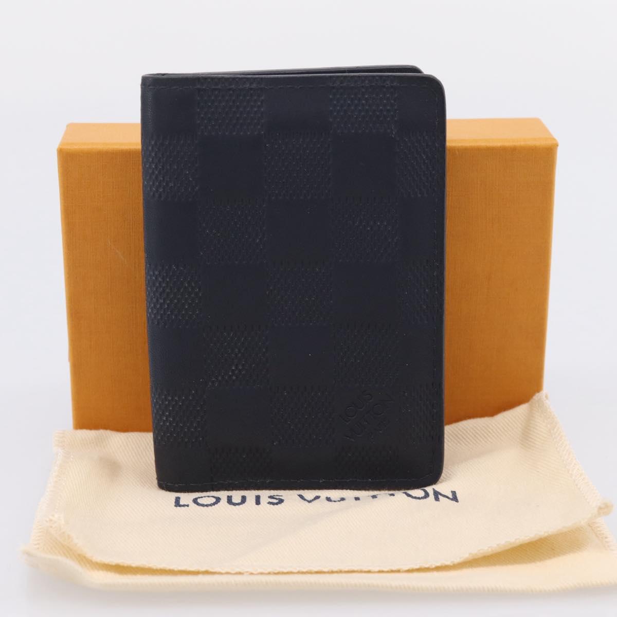 LOUIS VUITTON Damier Infini Organizer Dupoch Card Case Navy N60330 Auth ki6905M