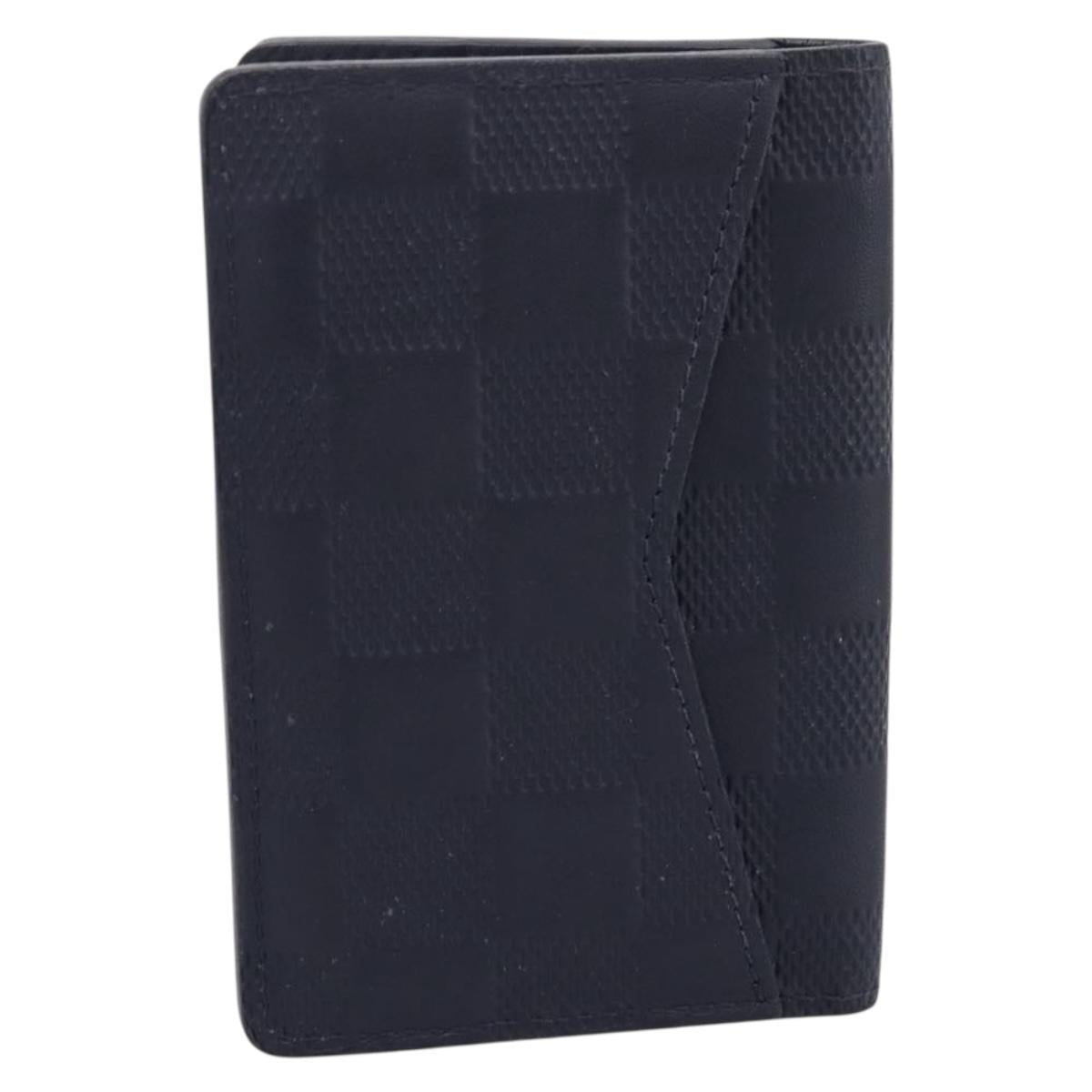 LOUIS VUITTON Damier Infini Organizer Dupoch Card Case Navy N60330 Auth ki6905M