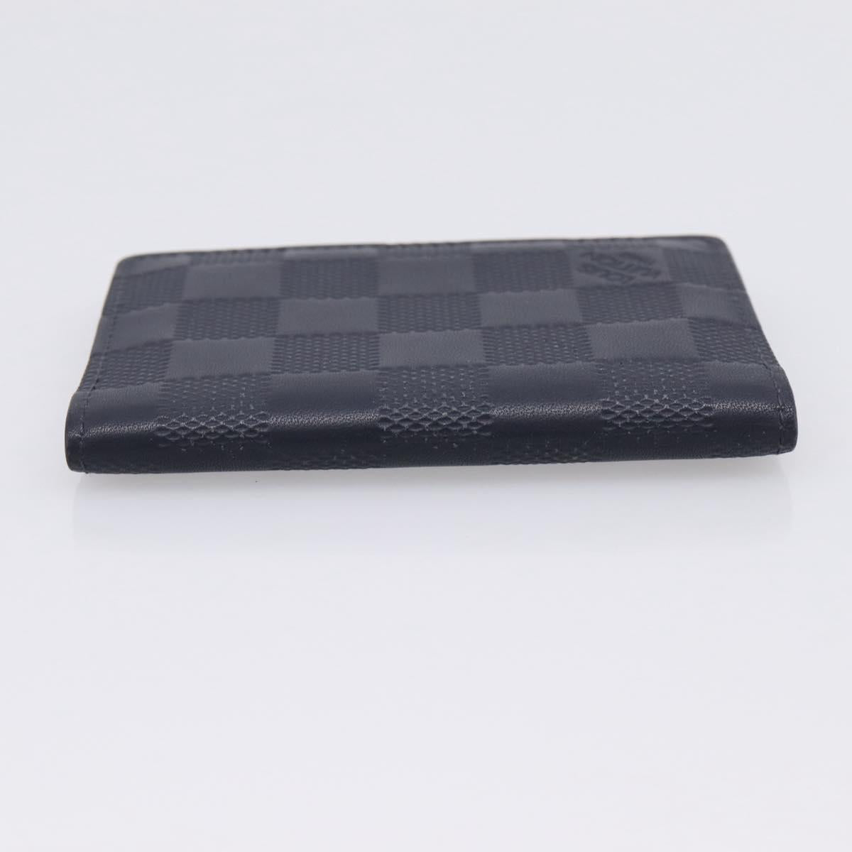LOUIS VUITTON Damier Infini Organizer Dupoch Card Case Navy N60330 Auth ki6905M