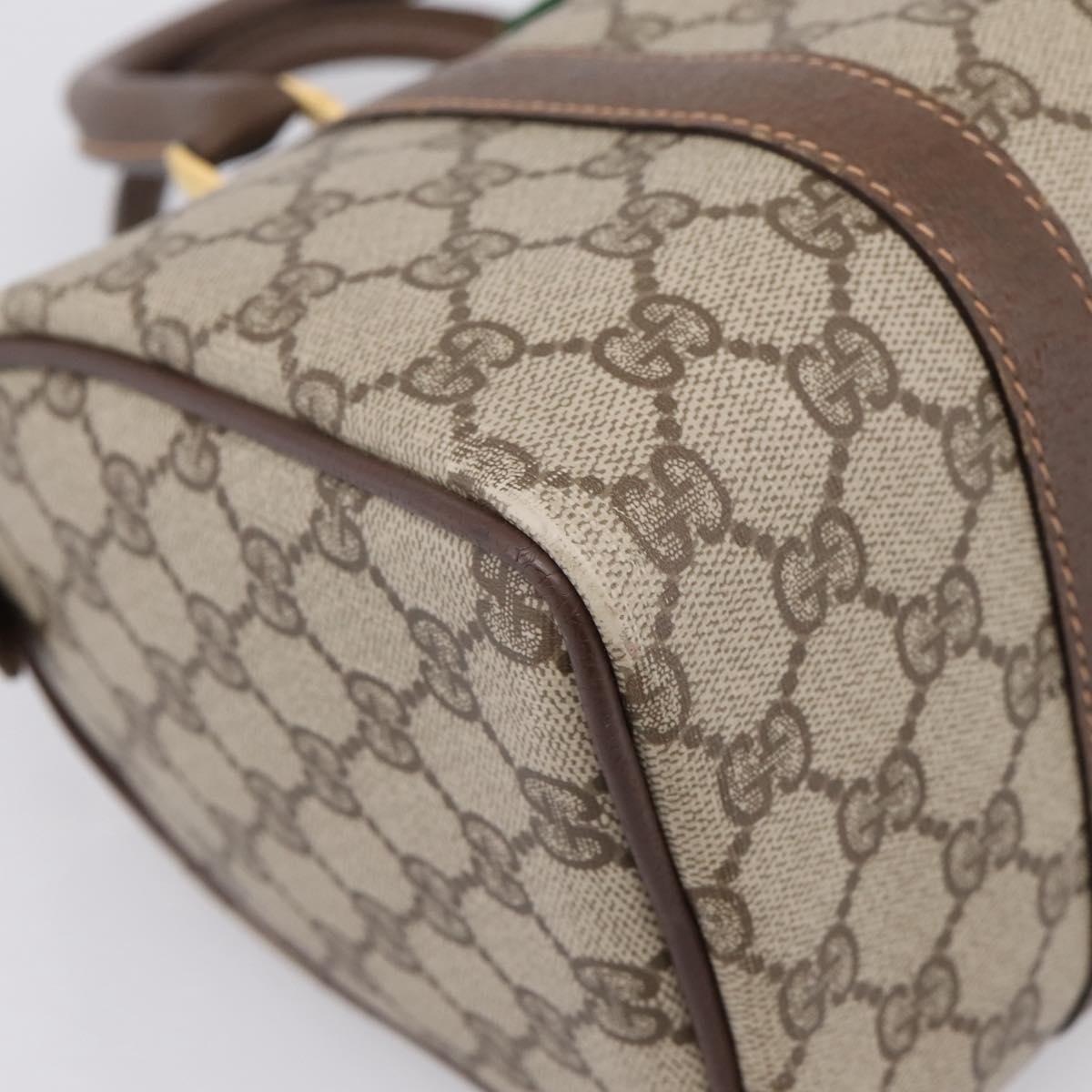 GUCCI GG Supreme Web Sherry Line Boston Bag PVC Beige Gold 40 02 006 Auth ki6908