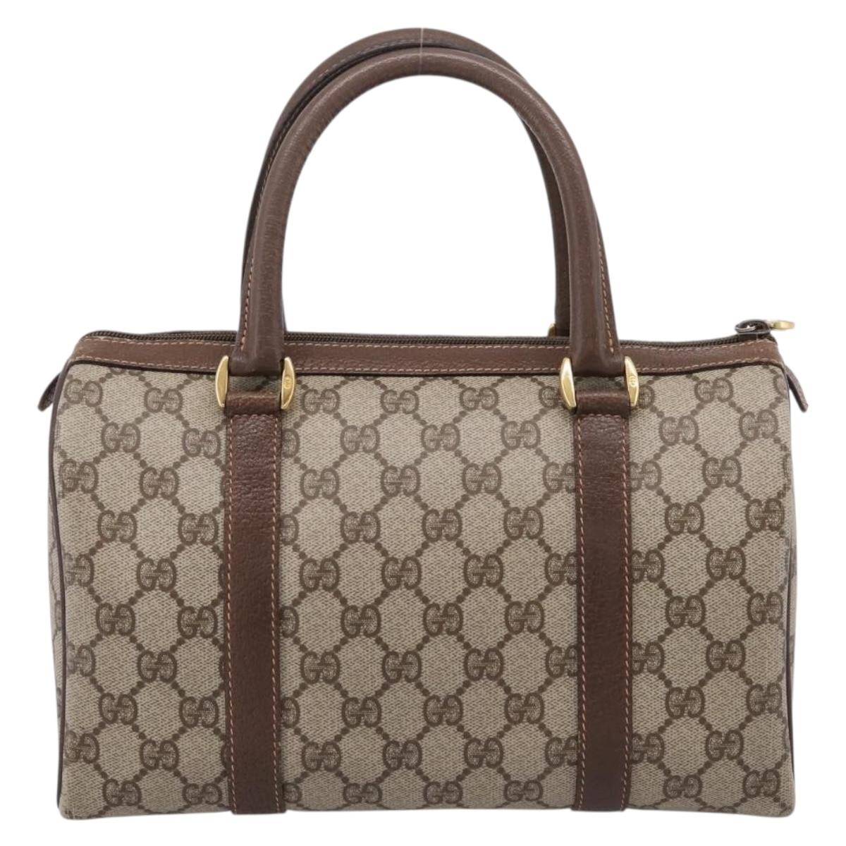 GUCCI GG Supreme Web Sherry Line Boston Bag PVC Beige Gold 40 02 006 Auth ki6908